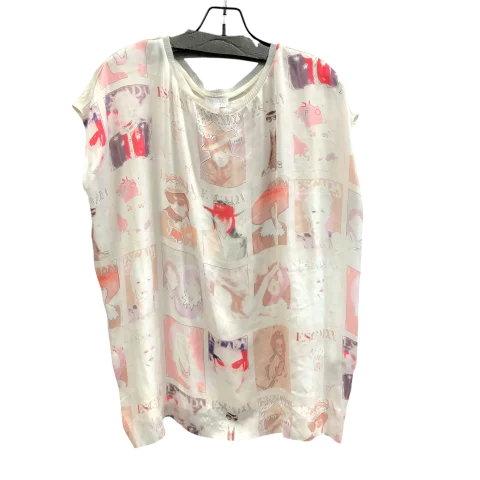 College Style Top Short Sleeve Designer By Escada In White, Size: L