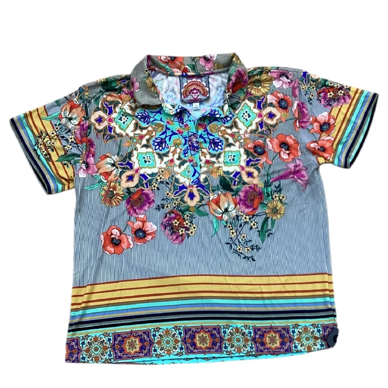 High Street Fashion Top Short Sleeve Designer By Johnny Was In Multi-colored, Size: S