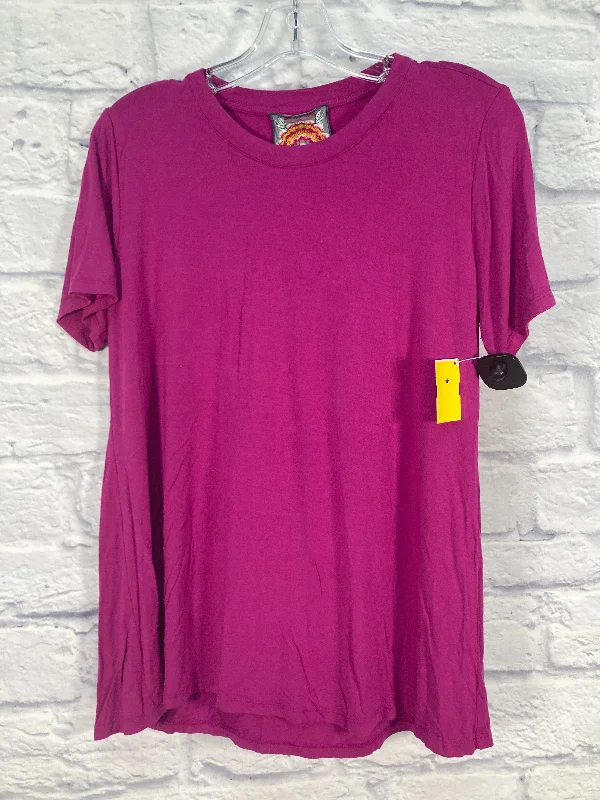 Classic Retro Top Short Sleeve Designer By Johnny Was In Purple, Size: S