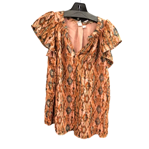 Body Design Top Short Sleeve Designer By Joie In Tan, Size: S