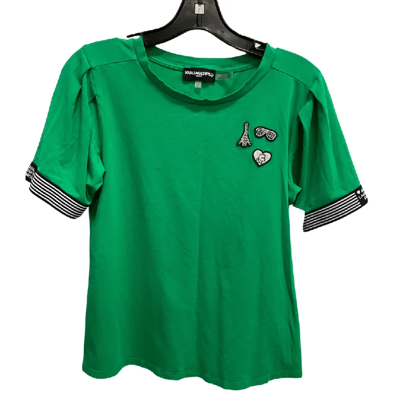 Relaxed Fit Top Short Sleeve Designer By Karl Lagerfeld In Green, Size: Sp