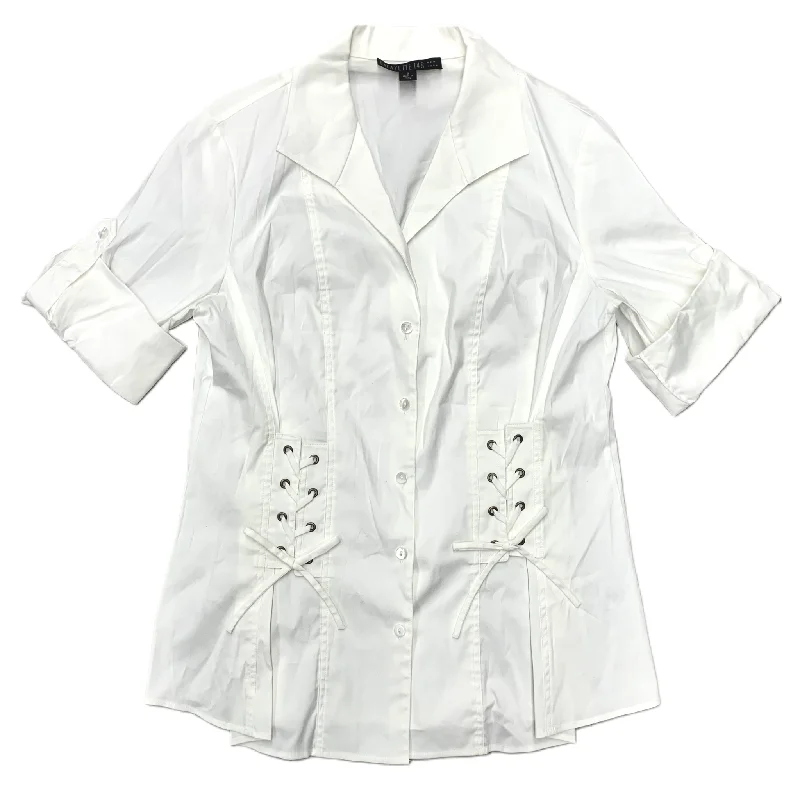 Comfortable Sweaters Top Short Sleeve Designer By Lafayette 148 In White, Size: M