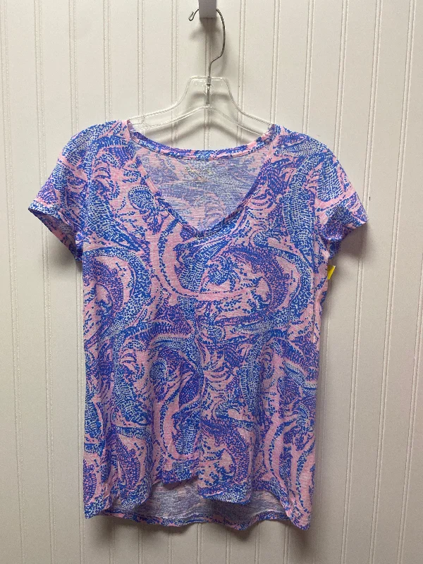Trendy Dresses Top Short Sleeve Designer By Lilly Pulitzer In Blue & Pink, Size: Xs