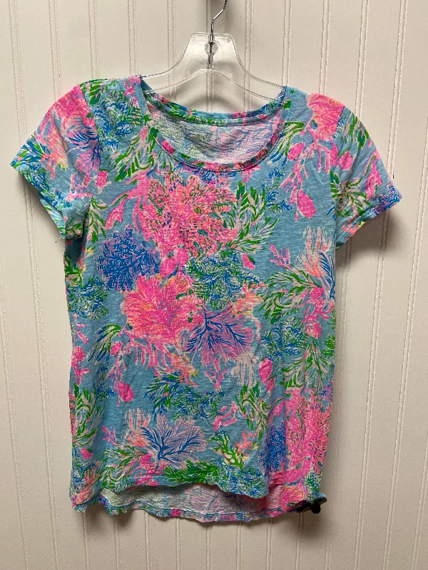 Basic Version Top Short Sleeve Designer By Lilly Pulitzer In Blue & Pink, Size: Xs