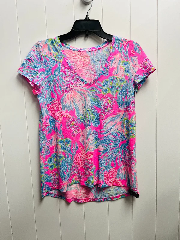 Easy Chic Wear Top Short Sleeve Designer By Lilly Pulitzer In Blue & Pink, Size: Xs