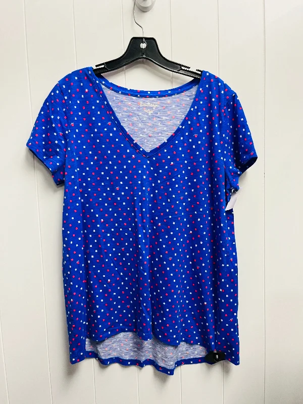 Fashion Pioneer Top Short Sleeve Designer By Lilly Pulitzer In Blue & Red, Size: L