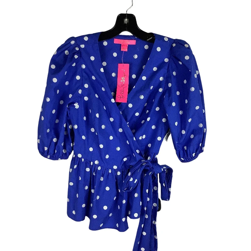 Cozy Essentials Top Short Sleeve Designer By Lilly Pulitzer In Blue, Size: 0
