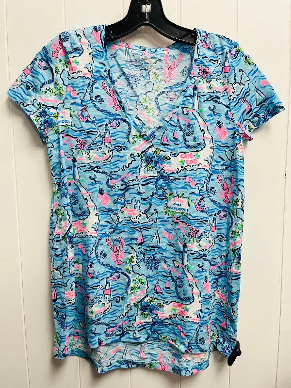 Comfortable Fashion Top Short Sleeve Designer By Lilly Pulitzer In Blue, Size: Xs