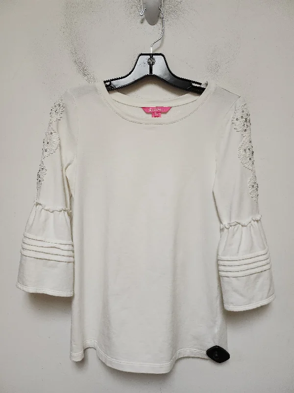 Fresh And Elegant Top Short Sleeve Designer By Lilly Pulitzer In Cream, Size: Xs