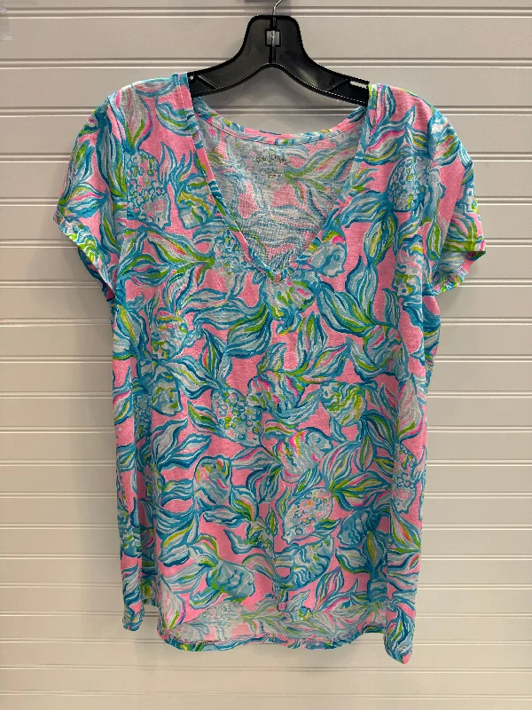 Trendy And Casual Top Short Sleeve Designer By Lilly Pulitzer In Multi-colored, Size: L