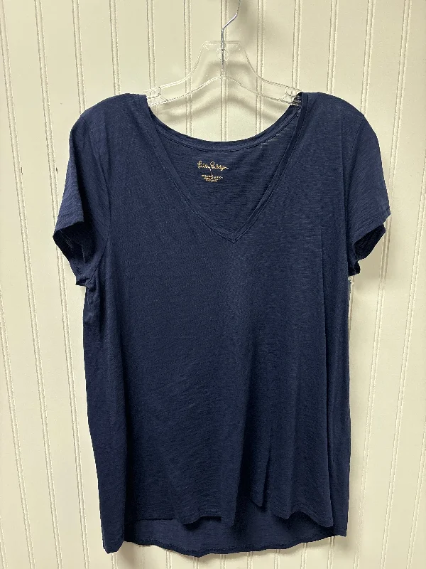 Soft Wear Top Short Sleeve Designer By Lilly Pulitzer In Navy, Size: L