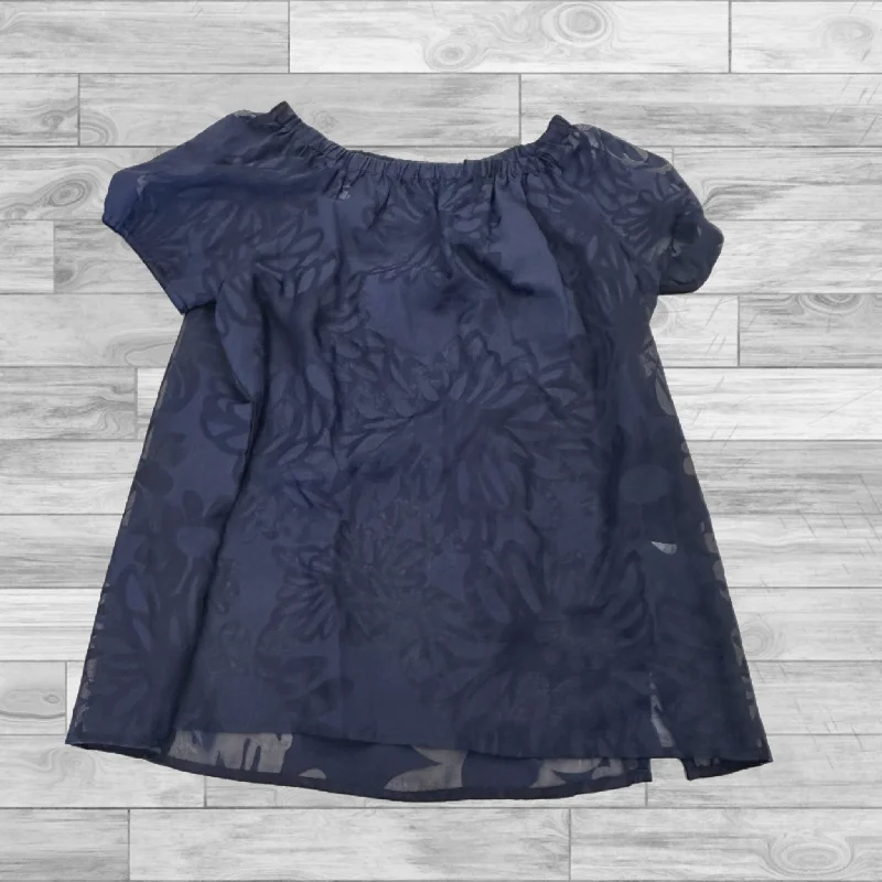 French Style Top Short Sleeve Designer By Lilly Pulitzer In Navy, Size: M