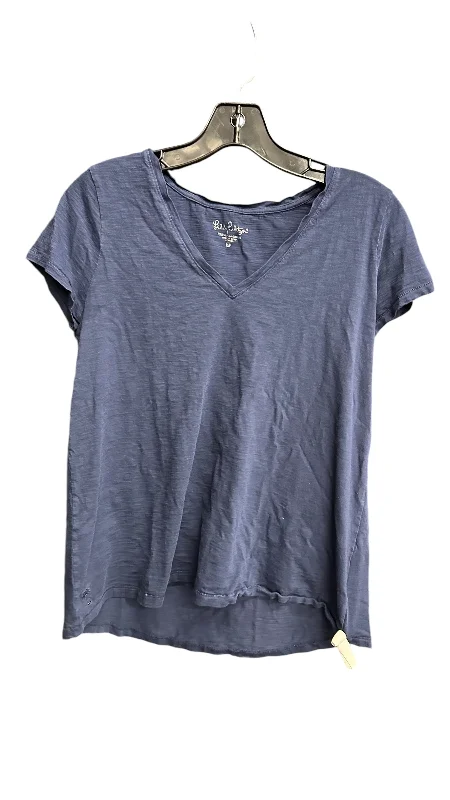 Romantic And Fresh Top Short Sleeve Designer By Lilly Pulitzer In Navy, Size: S