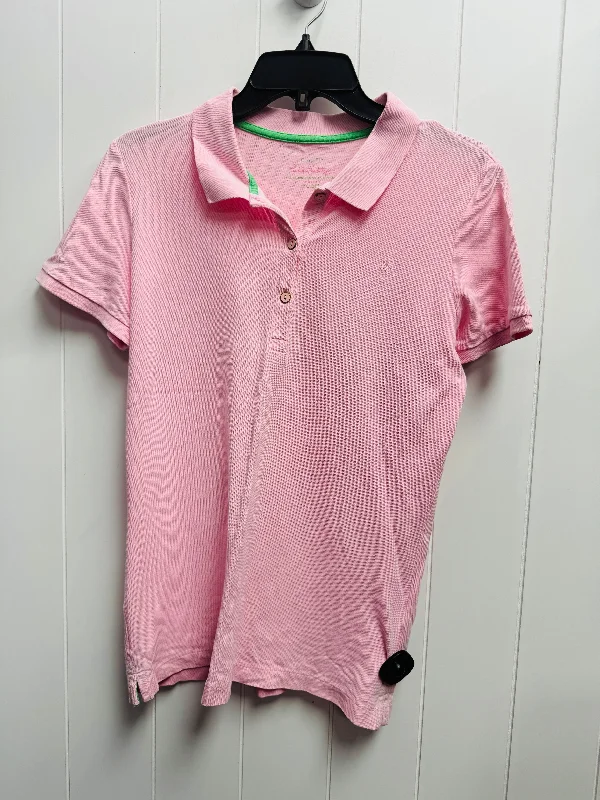 Simple Matching Top Short Sleeve Designer By Lilly Pulitzer In Pink, Size: M