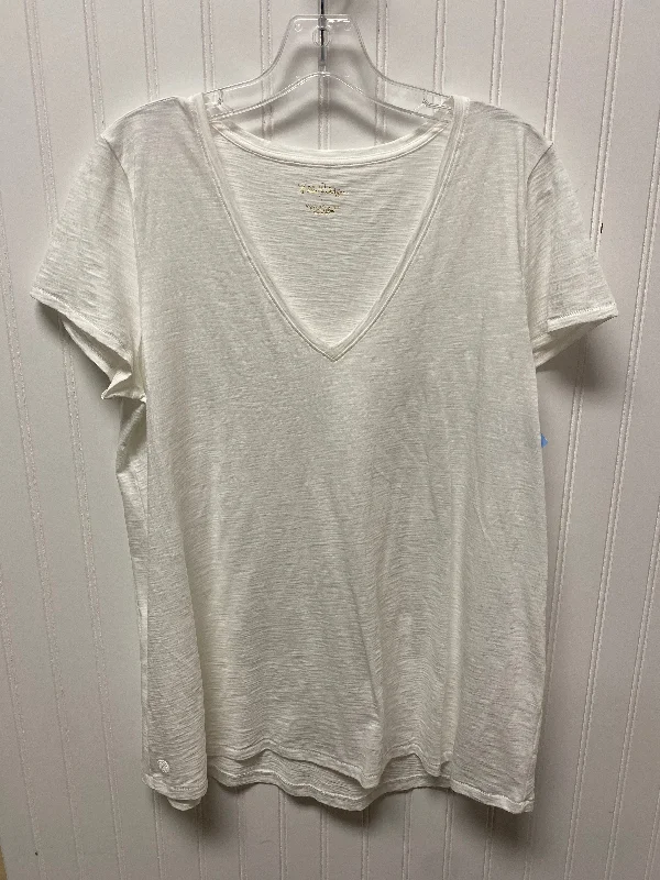 Cool Style Top Short Sleeve Designer By Lilly Pulitzer In White, Size: L