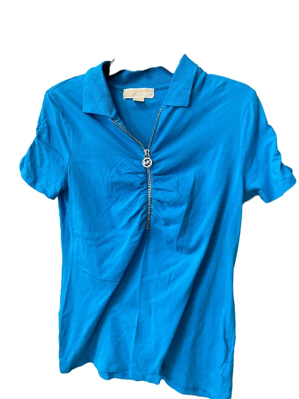 Soft Trends Top Short Sleeve Designer By Michael By Michael Kors In Blue, Size: M