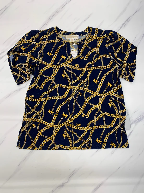 Short Design Top Short Sleeve Designer By Michael By Michael Kors In Blue, Size: Petite   S