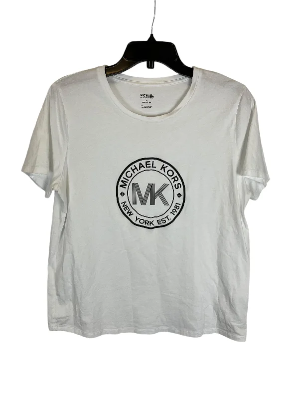Retro Design Top Short Sleeve Designer By Michael By Michael Kors In White, Size: Xl