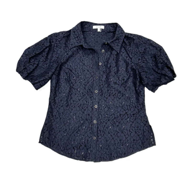 Chic Comfort Wear Top Short Sleeve Designer By Milly In Navy, Size: M