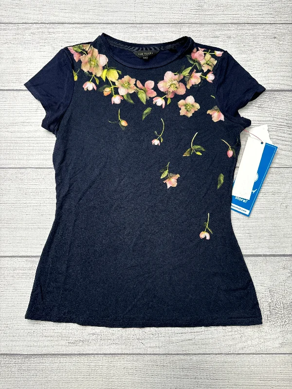 Casual Fit Wear Top Short Sleeve Designer By Ted Baker In Navy, Size: S