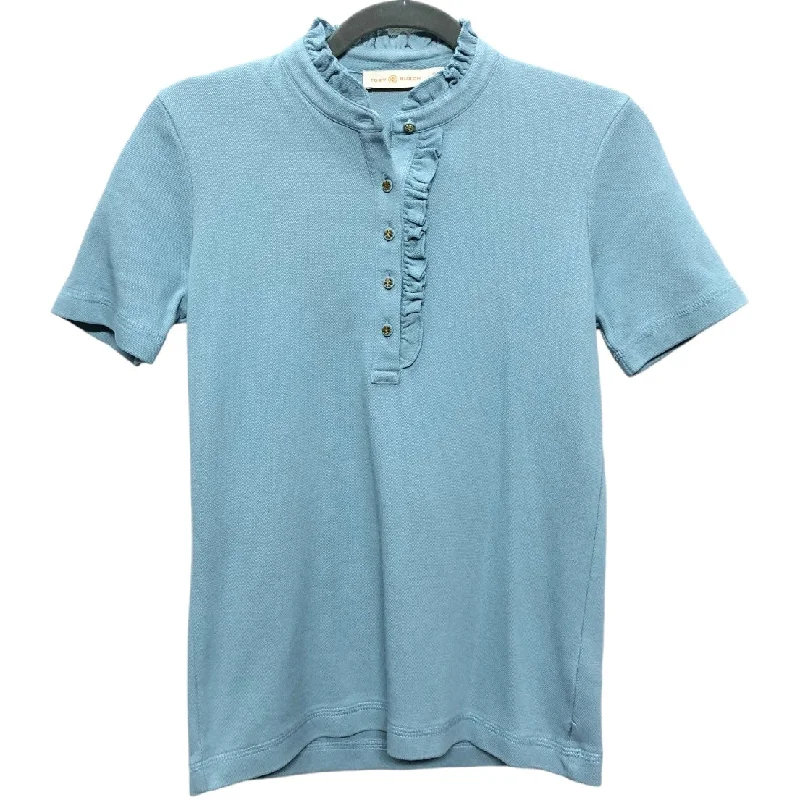 Comfortable Tops Top Short Sleeve Designer By Tory Burch In Blue, Size: Xs