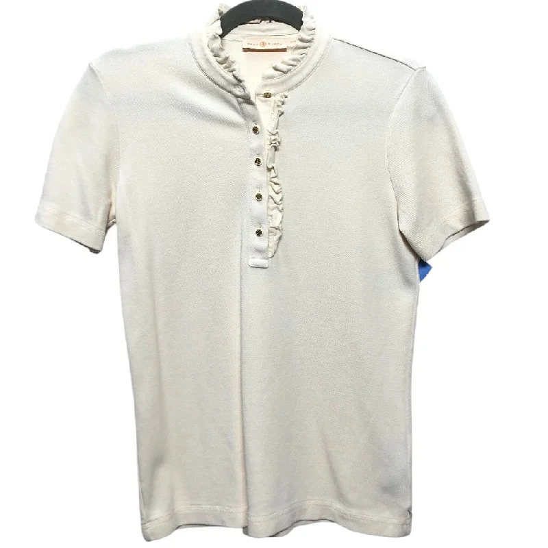 New Products Top Short Sleeve Designer By Tory Burch In Cream, Size: Xs
