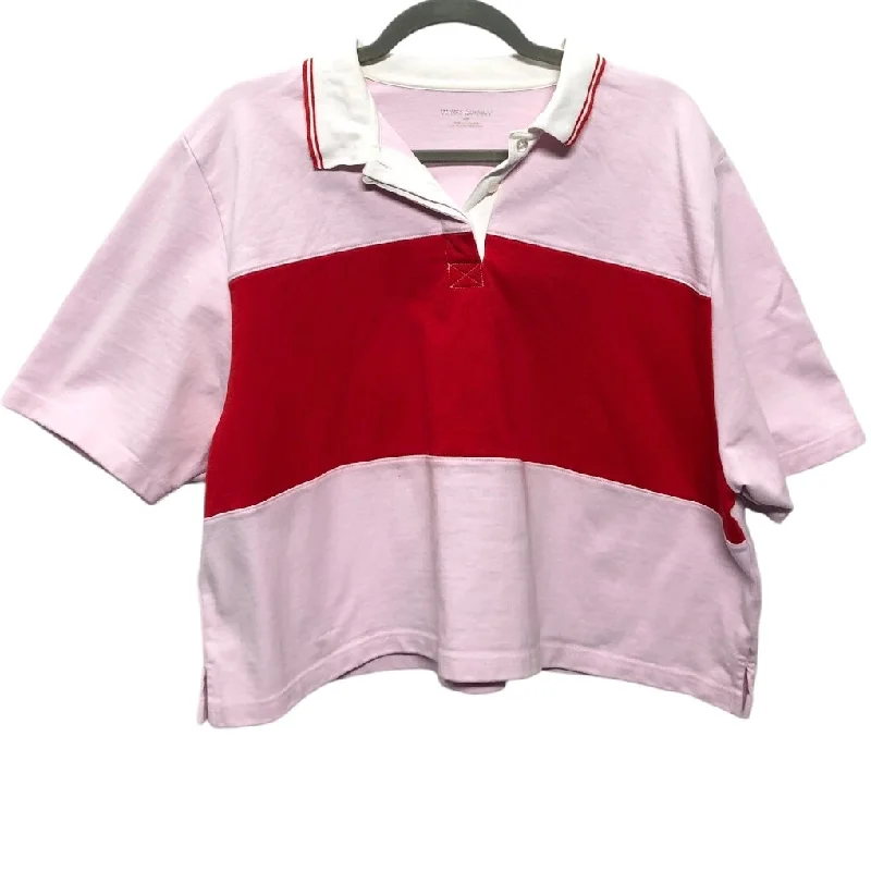 Trends Top Short Sleeve Designer By Tory Burch In Pink & Red, Size: L