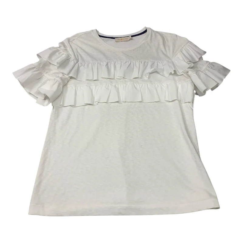 Knowledge And Elegance Top Short Sleeve Designer By Tory Burch In White, Size: L