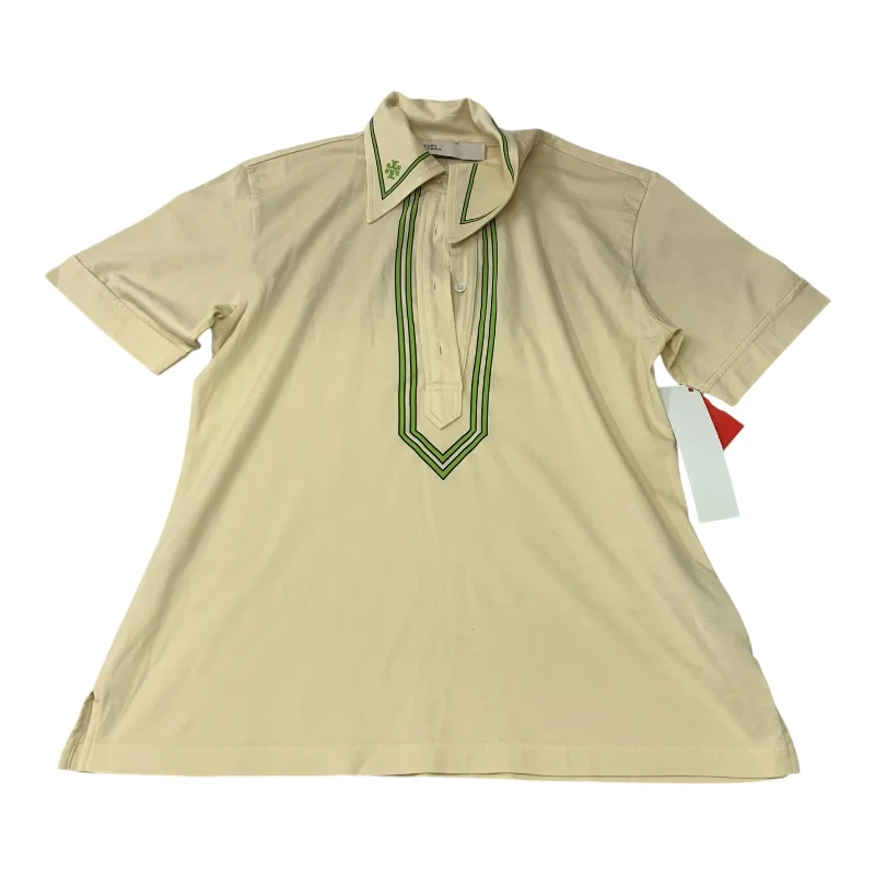 Romantic Temperament Top Short Sleeve Designer By Tory Burch In Yellow, Size: S