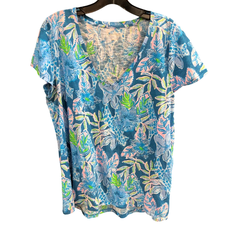 Cozy Pants TOP SHORTSLEEVE BLUE DESIGNER BY LILLY PULITZER SIZE: L