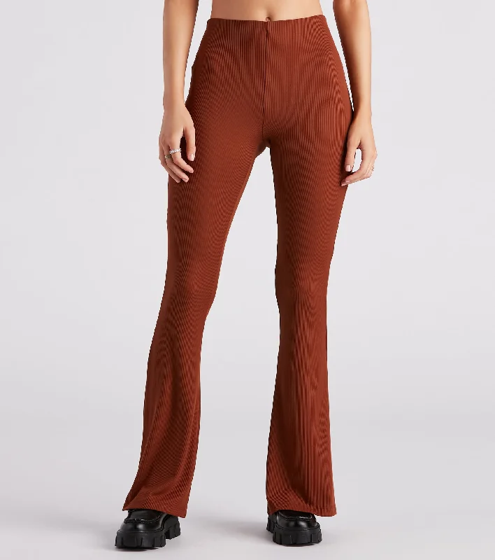 Elegant Fit Trendy Babe Ribbed Knit Flare Pants