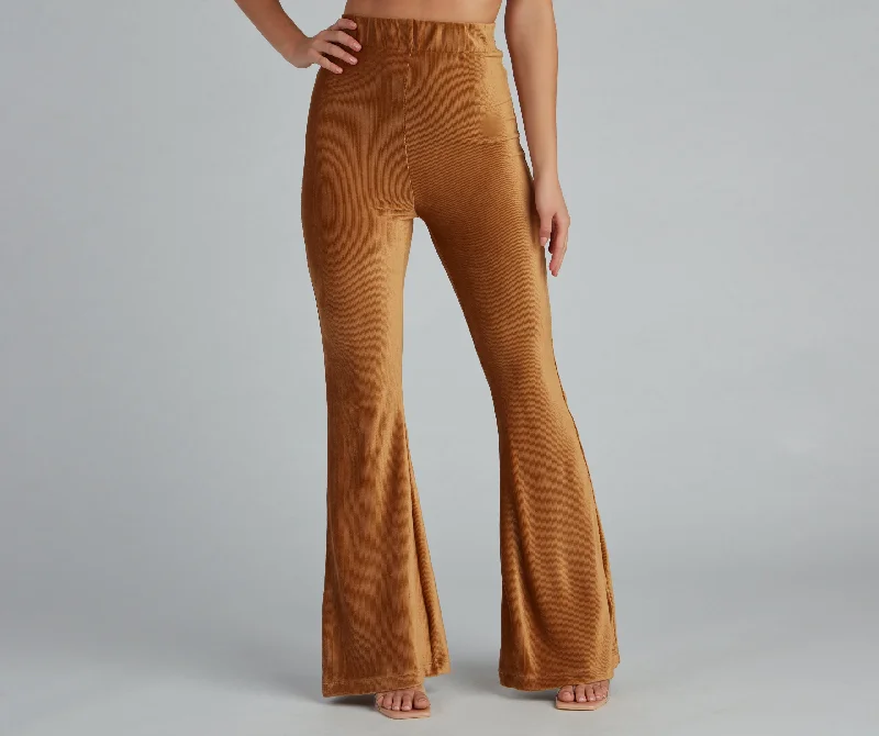 Comfortable Looks Trendy Luxe Velvet Flare Pants