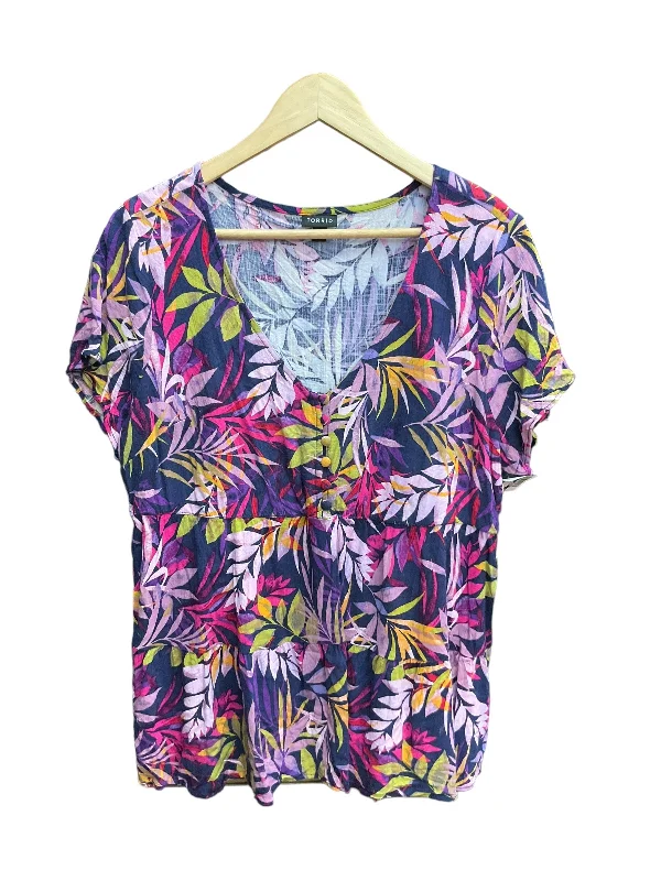 Eye-catching Personality Tropical Print Top Short Sleeve Torrid, Size 1x