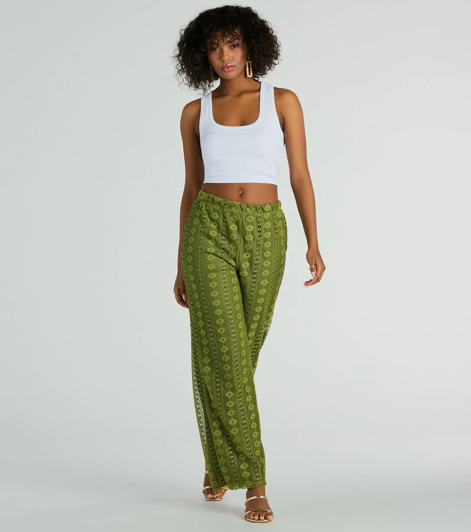 Comfortable down Weekend Breeze High-Rise Crochet Palazzo Pants
