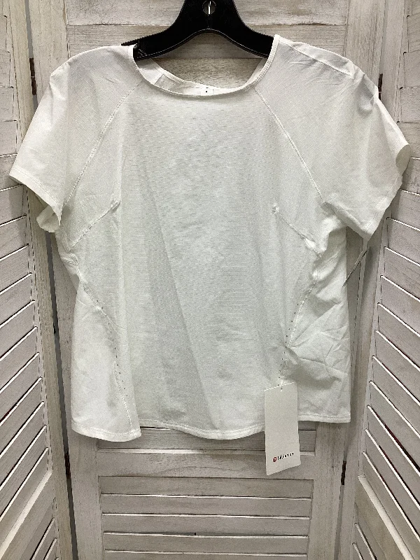 Embroidery Design White Athletic Top Short Sleeve Lululemon, Size 6
