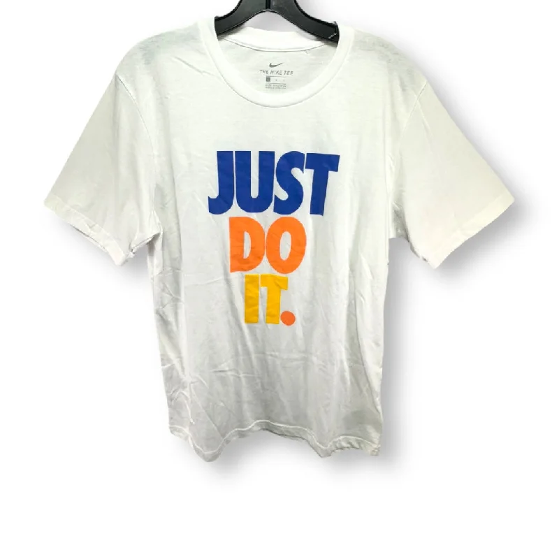 Comfortable Fashion Looks White Athletic Top Short Sleeve Nike Apparel, Size L