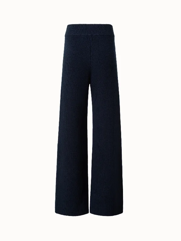 Easygoing Style Wide Leg Knit Pants in Wool Cashmere Blend