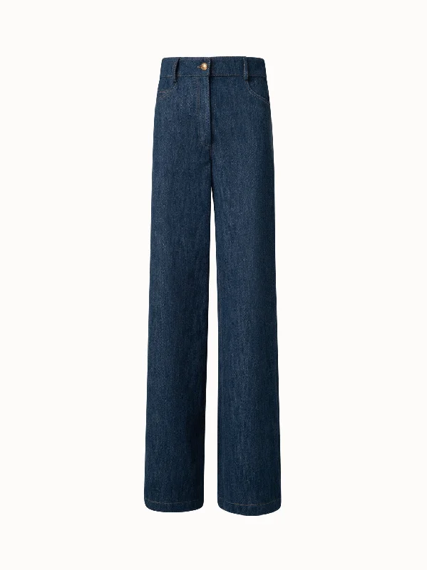 Soft Textures Wide Leg Pants in Winter Denim
