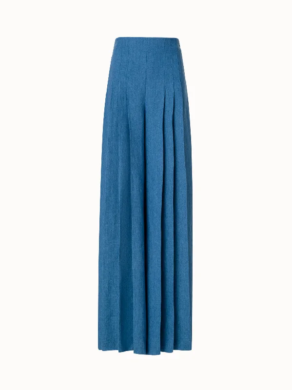 Modern Tailoring Wide Pleated Pants in Linen Gabardine