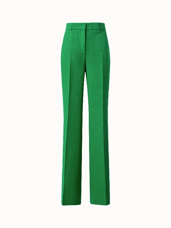 Comfortable And Cold-proof Wide Straight Leg Pants in Linen Wool Double-Face