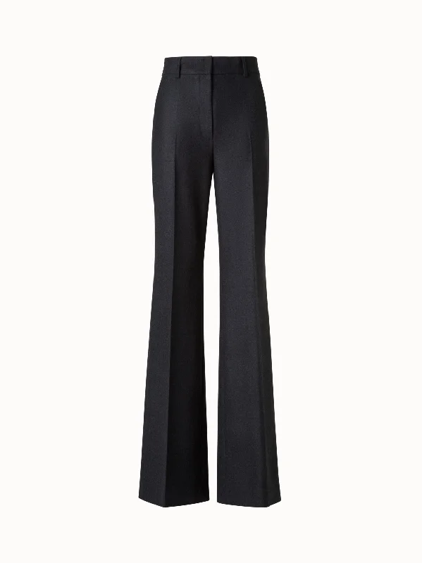 Designer Style Wide Straight-Leg Pants in Wool