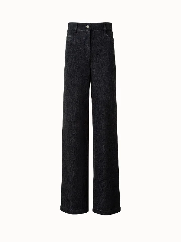Minimal Comfort Winter Denim Wide Leg Pants