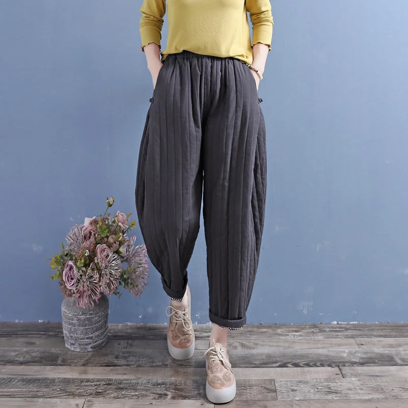 Winter Retro Padded Cotton Linen Loose Pants