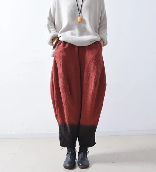 Women Autumn Loose Gradient Cotton Linen Pants