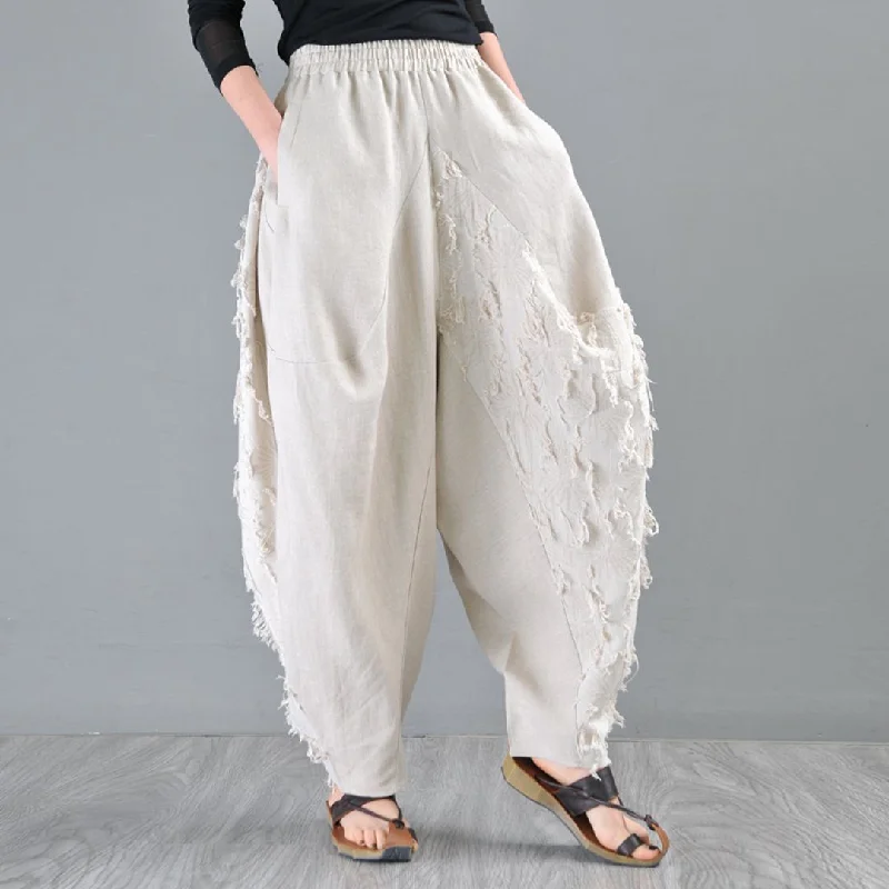 Women Casual Loose Linen Harmen Pants Trousers