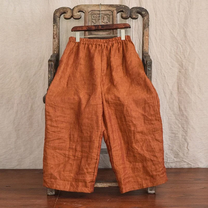 Women Spring Retro Casual Loose Linen Pants