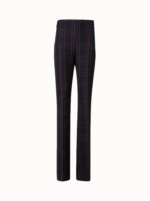 Editorial Design Wool Double-Weave Bootcut Pants with Window Pane Check