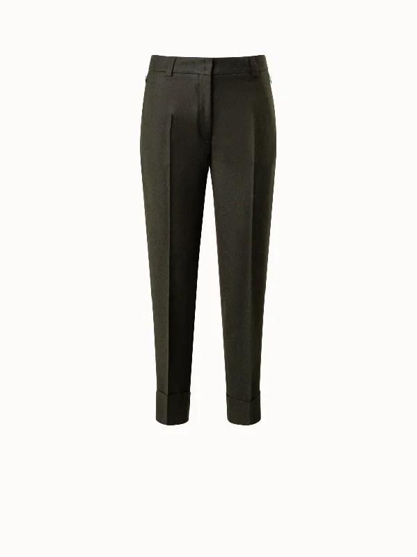 American Style Wool Stretch Flannel Cropped Tapered Pants
