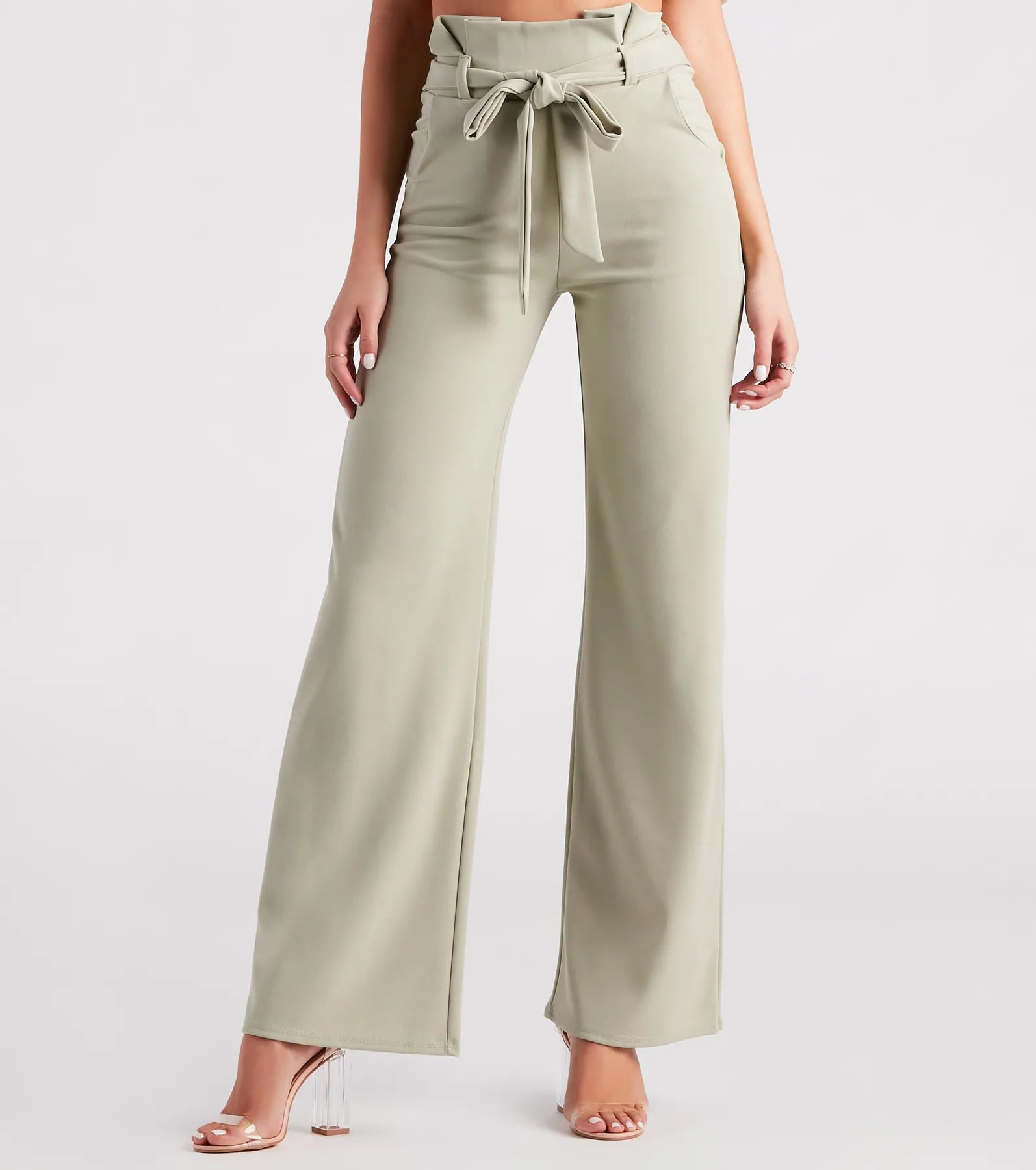 Double-sided Wear Workwear Chic Paperbag Wide-Leg Pants