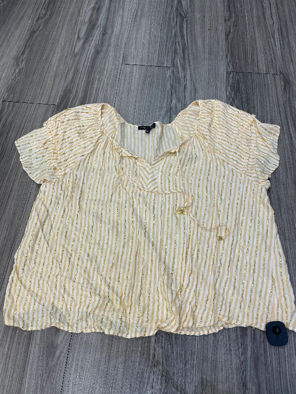 New Autumn And Winter Styles Yellow Top Short Sleeve Adrienne Vittadini, Size 3x